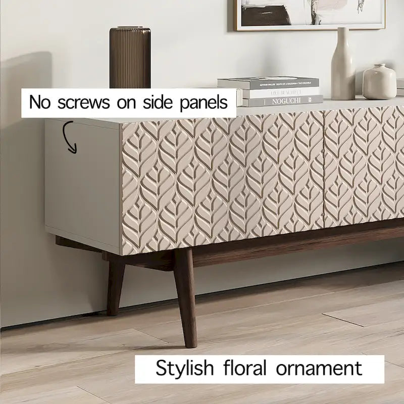 TV Stand Console Fits TV's up to 65 in with Wood Legs