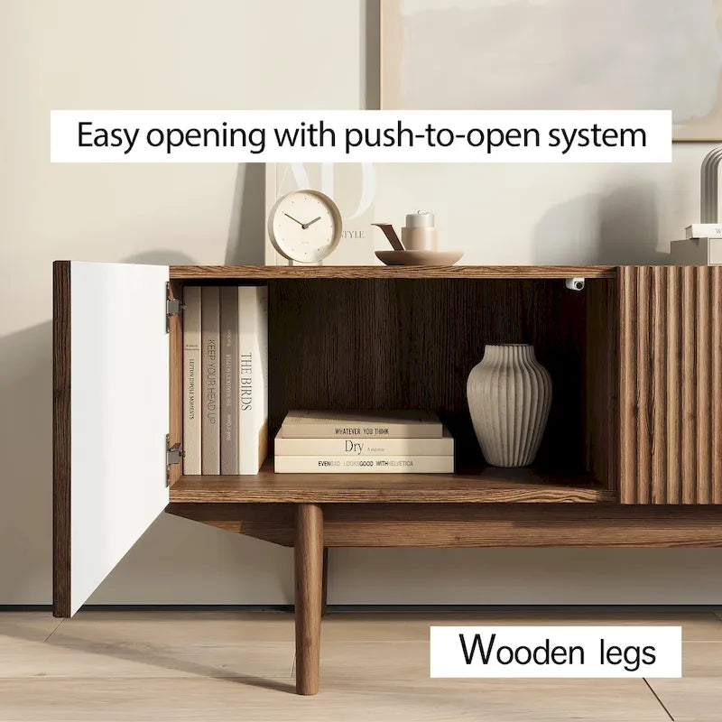 TV Stand Console Fits TV's up to 65 in with Wood Legs