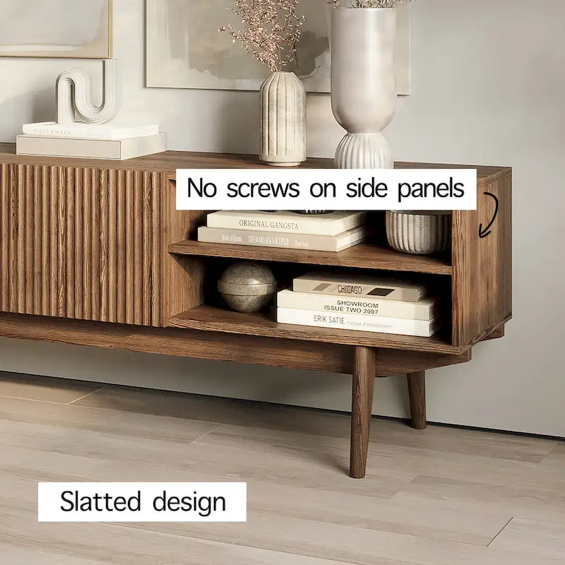 TV Stand Console Fits TV's up to 65 in with Wood Legs
