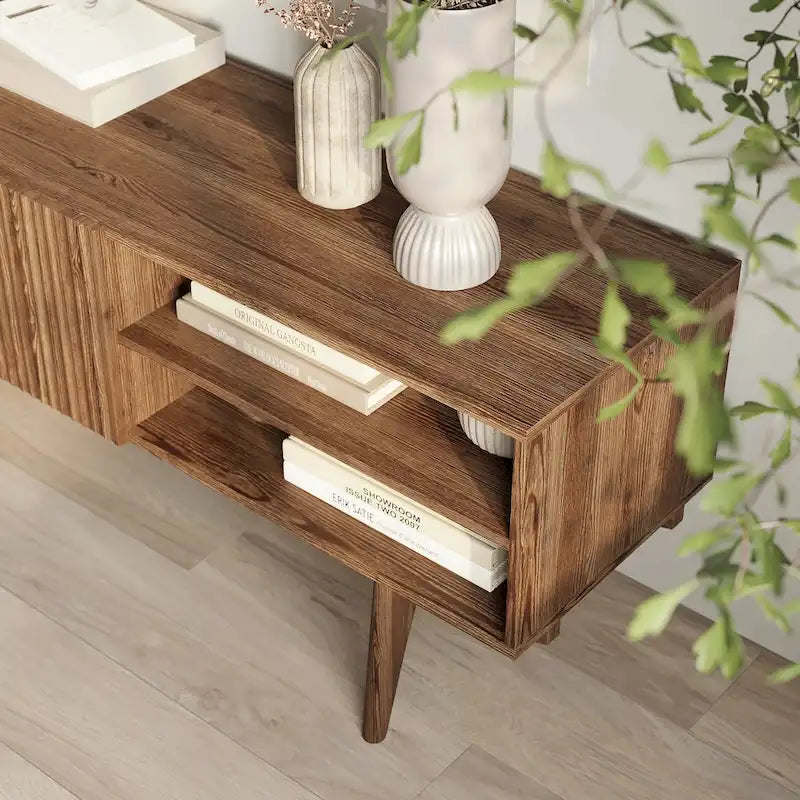 TV Stand Console Fits TV's up to 65 in with Wood Legs