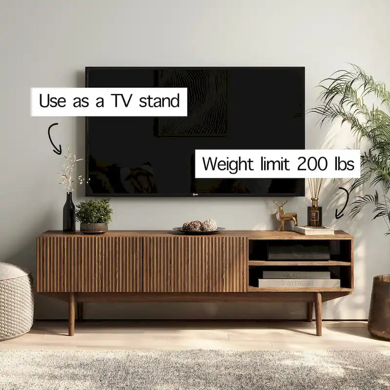 TV Stand Console Fits TV's up to 65 in with Wood Legs