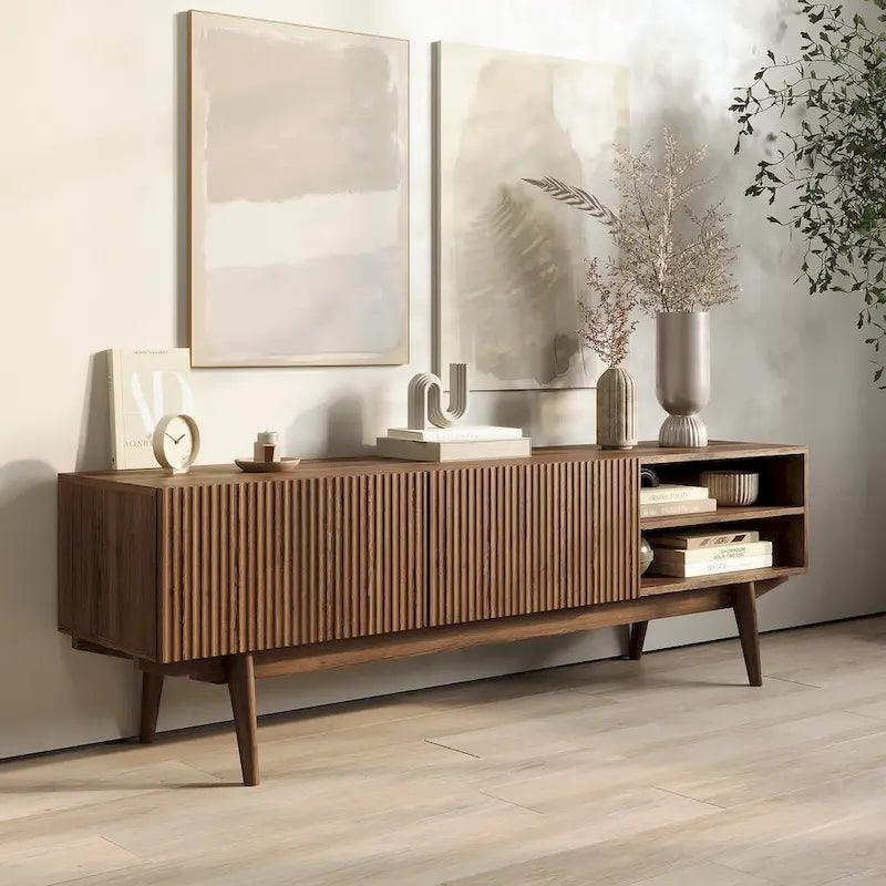 TV Stand Console Fits TV's up to 65 in with Wood Legs
