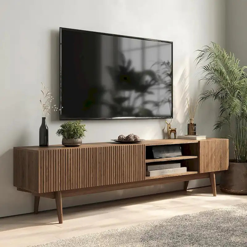 TV Stand Console Fits TV's up to 65 in with Wood Legs