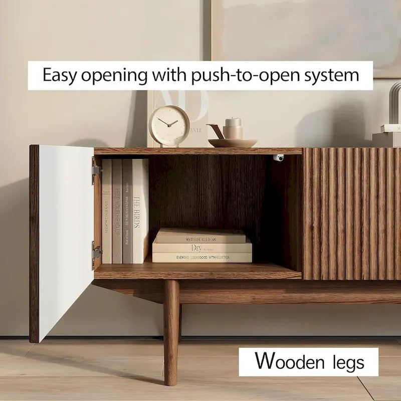 TV Stand Console Fits TV's up to 65 in with Wood Legs