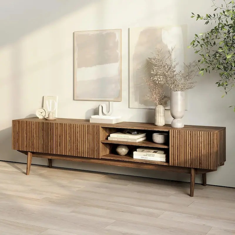TV Stand Console Fits TV's up to 65 in with Wood Legs