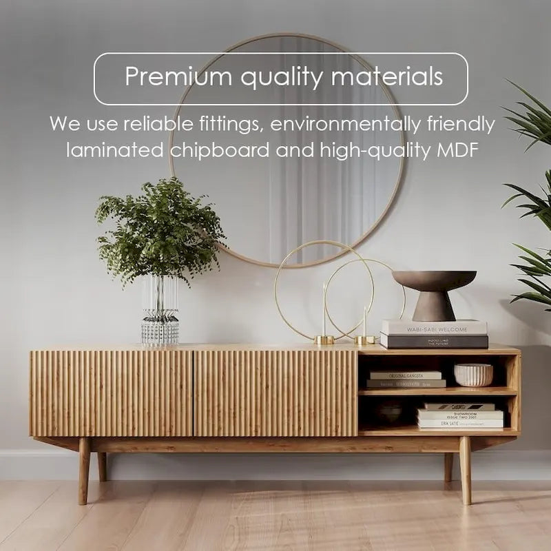 TV Stand Console Fits TV's up to 65 in with Wood Legs