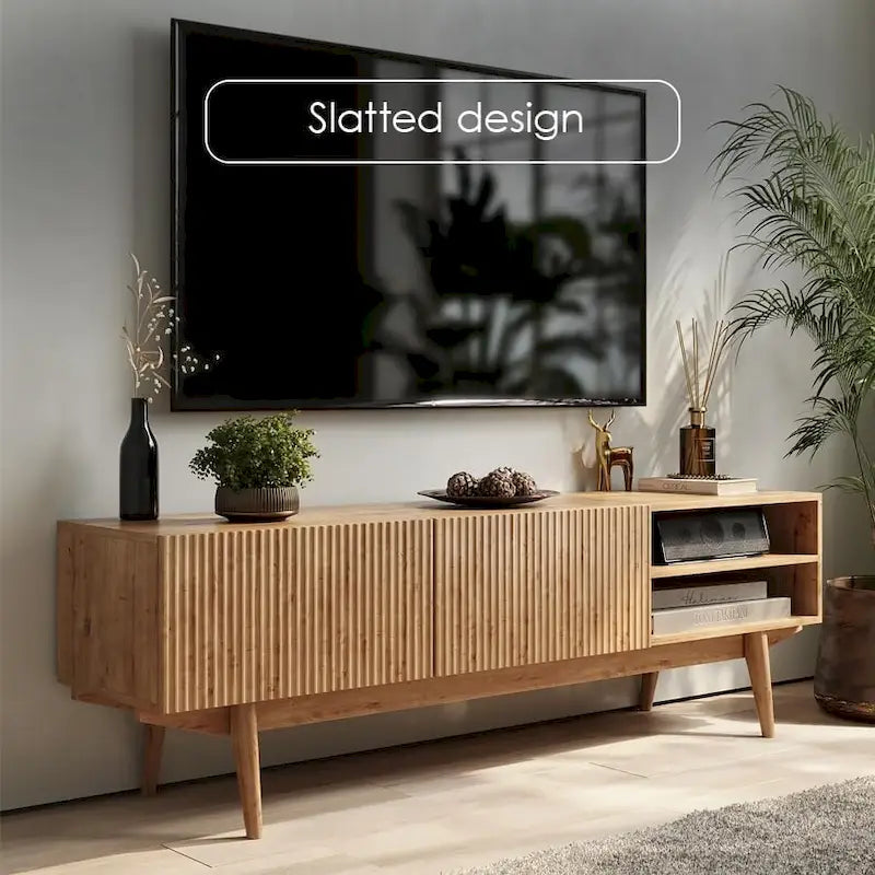 TV Stand Console Fits TV's up to 65 in with Wood Legs