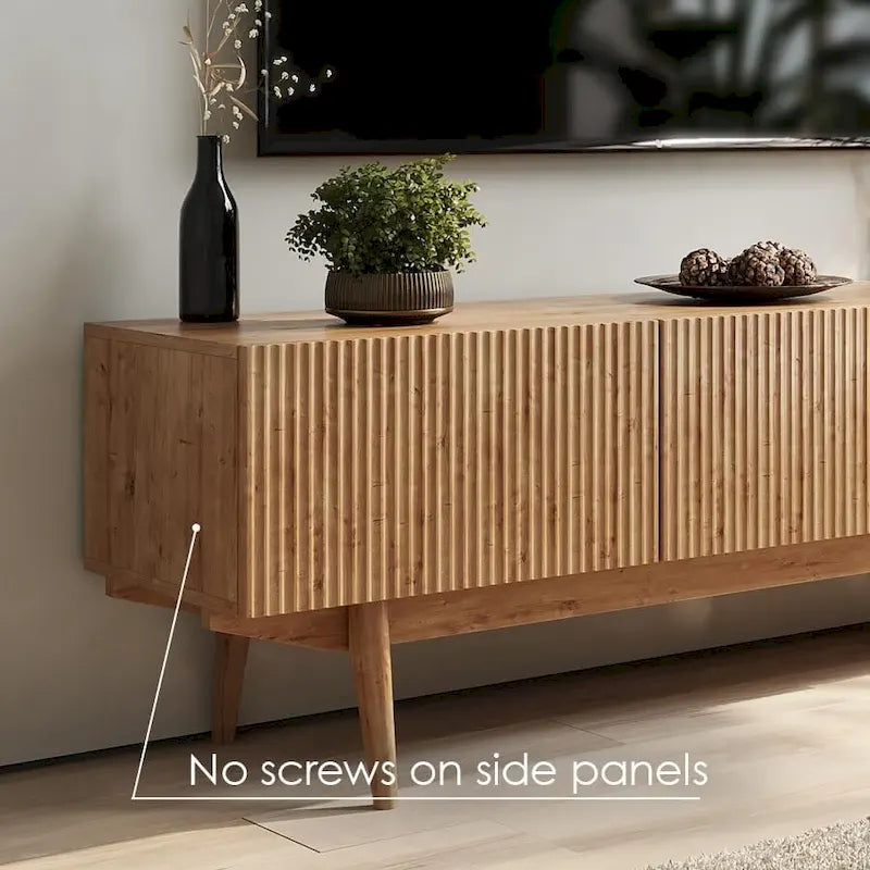 TV Stand Console Fits TV's up to 65 in with Wood Legs