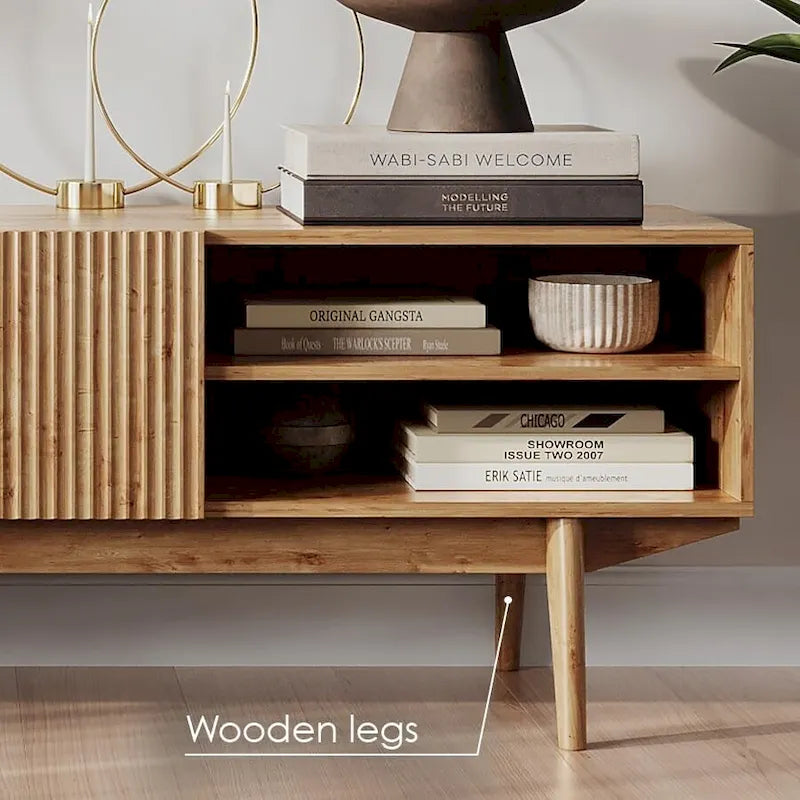 TV Stand Console Fits TV's up to 65 in with Wood Legs