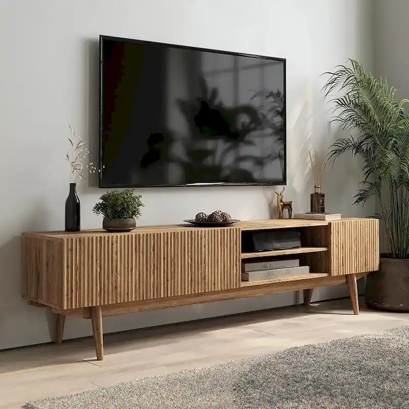 TV Stand Console Fits TV's up to 65 in with Wood Legs