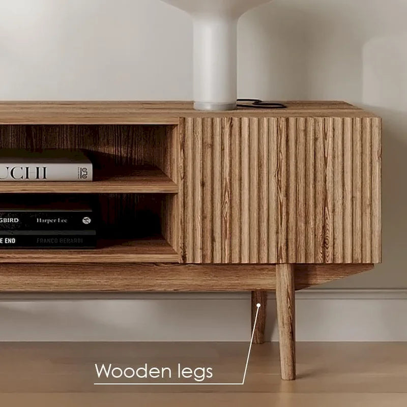 TV Stand Console Fits TV's up to 65 in with Wood Legs