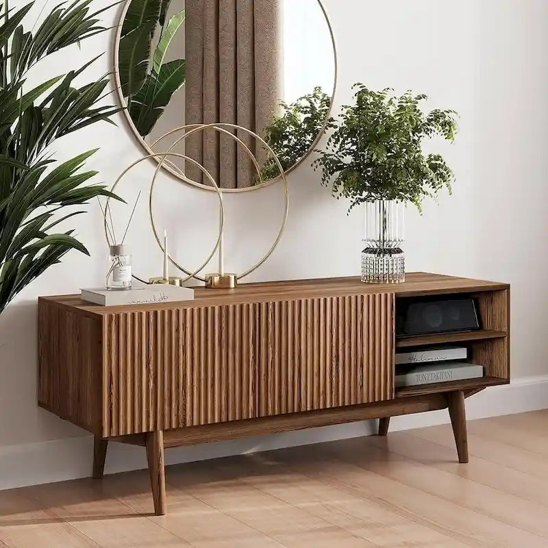 TV Stand Console Fits TV's up to 65 in with Wood Legs