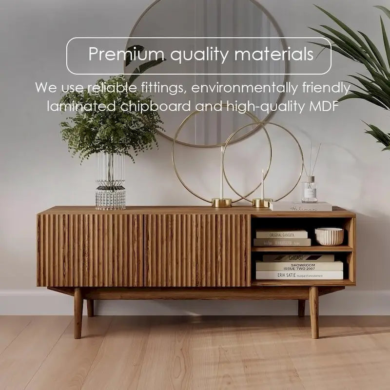 TV Stand Console Fits TV's up to 65 in with Wood Legs