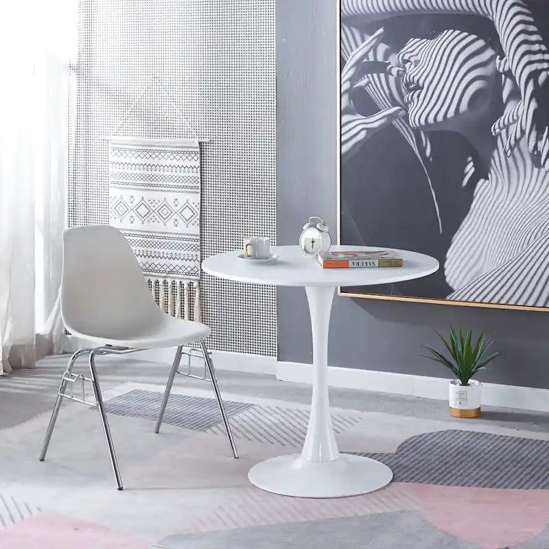 Mid-Century Dining Table for 2-4 People With Round Mdf Table Top