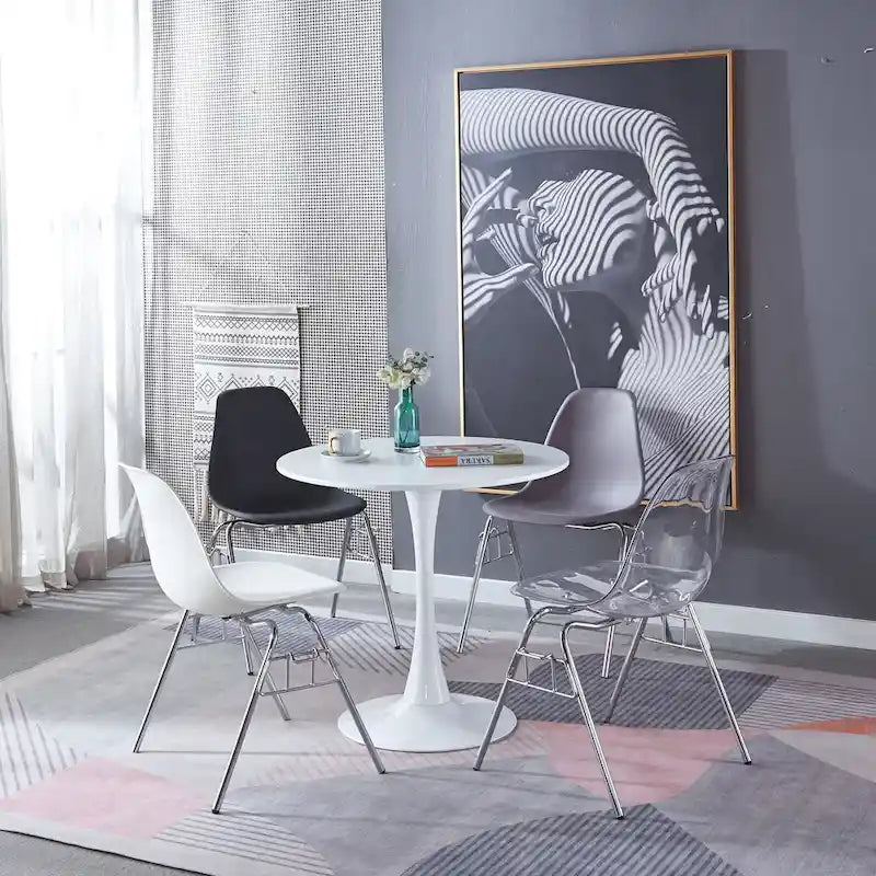 Mid-Century Dining Table for 2-4 People With Round Mdf Table Top