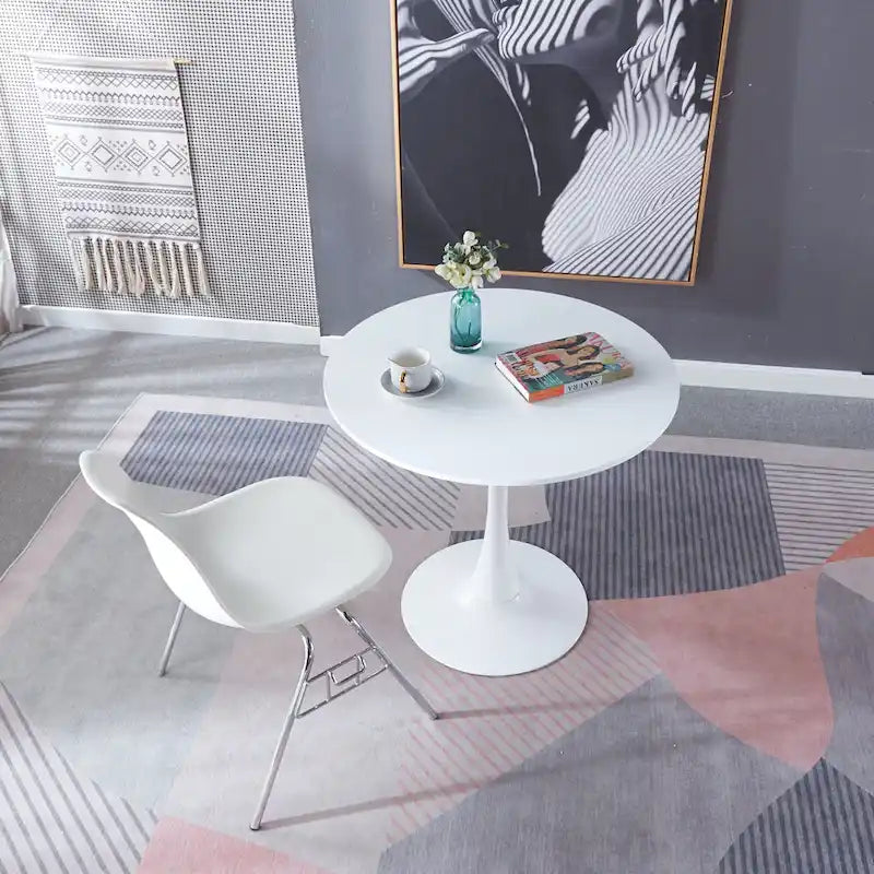 Mid-Century Dining Table for 2-4 People With Round Mdf Table Top