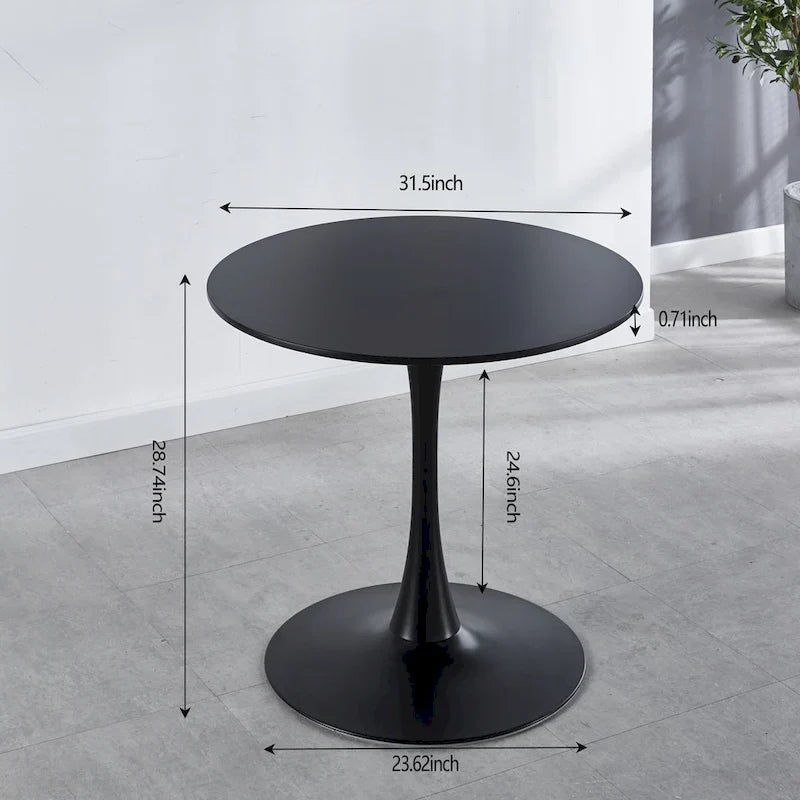 Mid-Century Dining Table for 2-4 People With Round Mdf Table Top