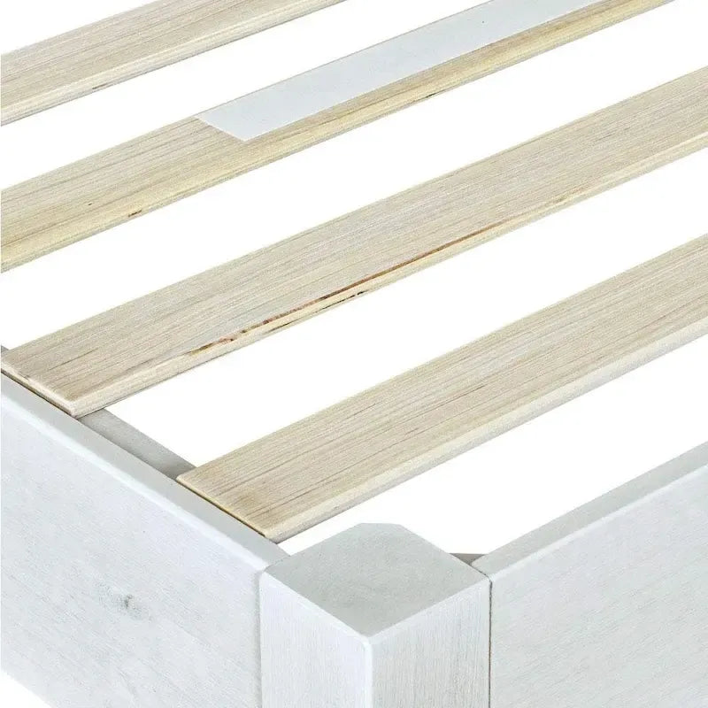 Solid Wood Platform Bed Frame Rustic Style ,Mattress Foundation, White Washed Finish