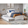Solid Wood Platform Bed with Footboard and Twin XL Trundle