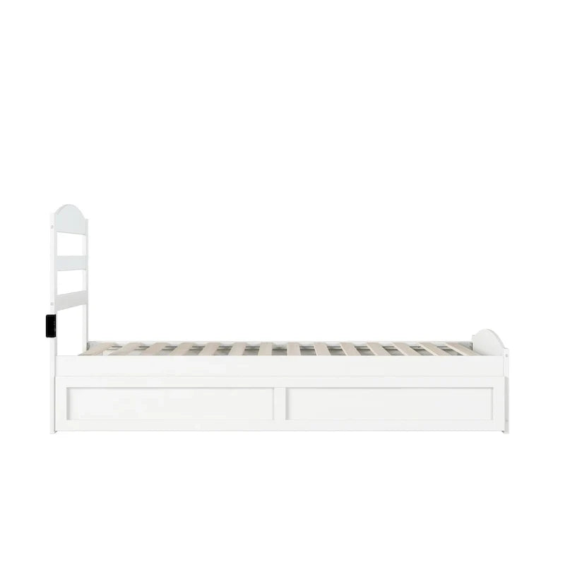 Solid Wood Platform Bed with Footboard and Twin XL Trundle