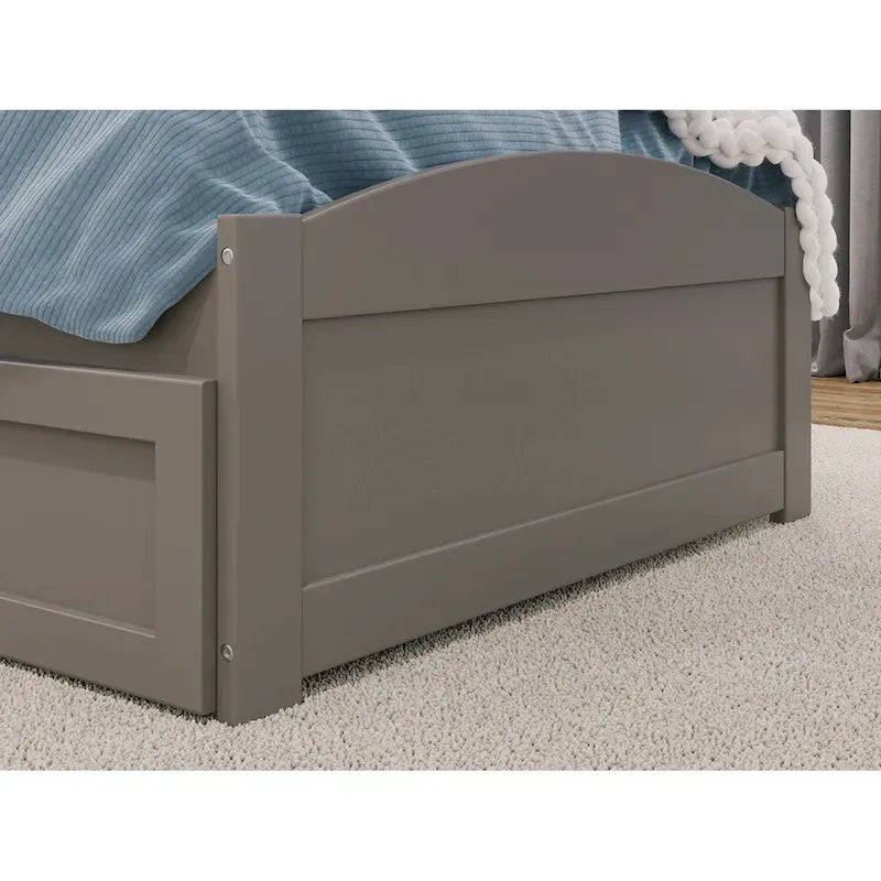Solid Wood Platform Bed with Footboard and Twin XL Trundle
