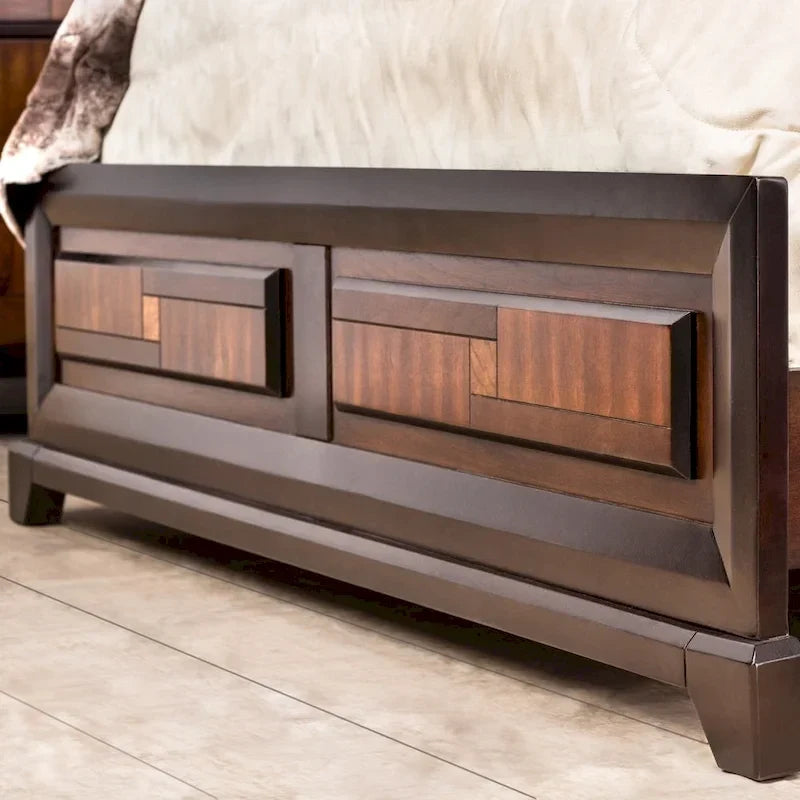 Letto rustico in legno massello color noce