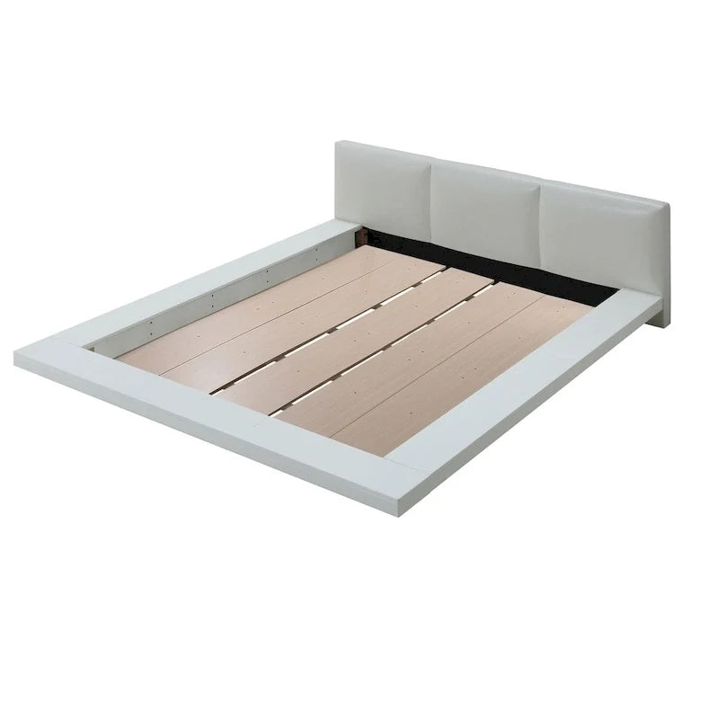 Letto imbottito bianco lucido a basso profilo