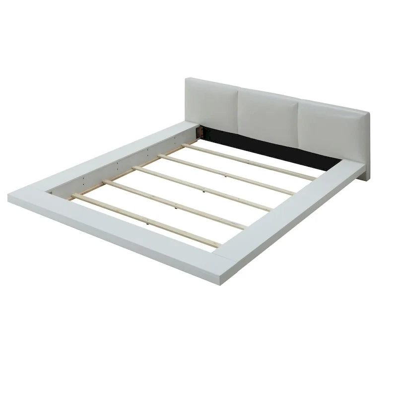 Letto imbottito bianco lucido a basso profilo