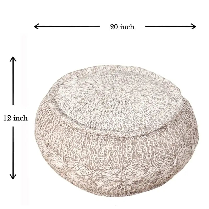 Pouf in maglia a trecce Melange Natural