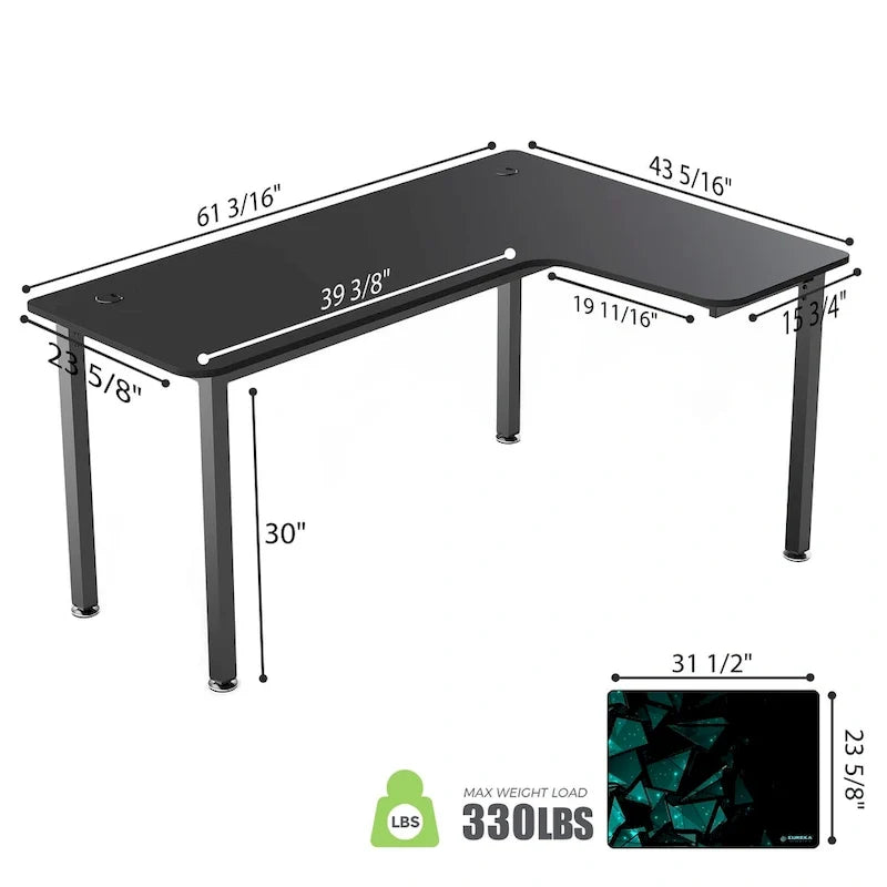 Large Home Office Corner Desk L-Shaped Computer Desk with Mouse Pad