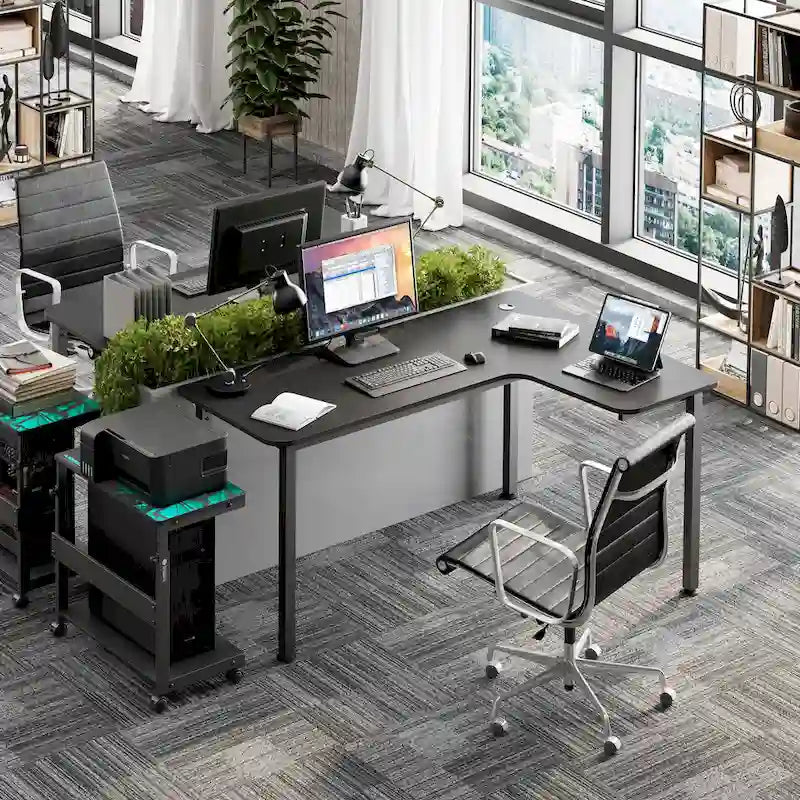 Large Home Office Corner Desk L-Shaped Computer Desk with Mouse Pad