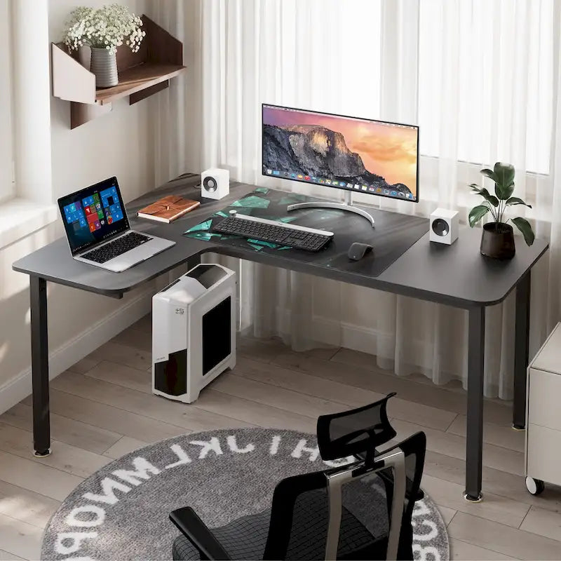 Large Home Office Corner Desk L-Shaped Computer Desk with Mouse Pad