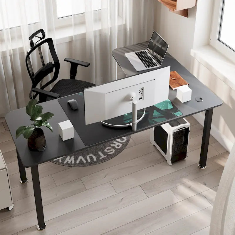 Large Home Office Corner Desk L-Shaped Computer Desk with Mouse Pad