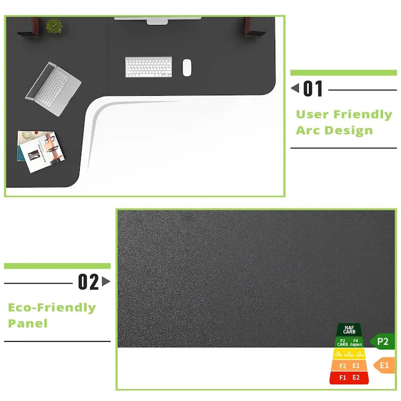 Large Home Office Corner Desk L-Shaped Computer Desk with Mouse Pad