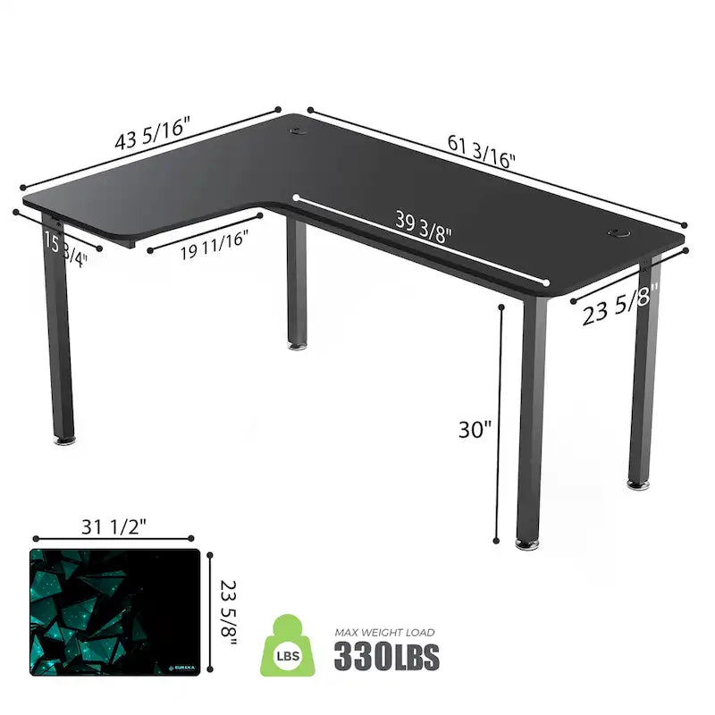 Large Home Office Corner Desk L-Shaped Computer Desk with Mouse Pad