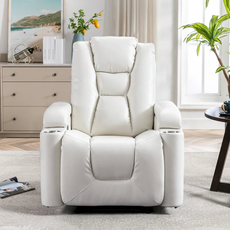 Power Leather Recliner Chair Home Theater Seating Soft