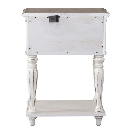 Comodino con gambe bianco anticato