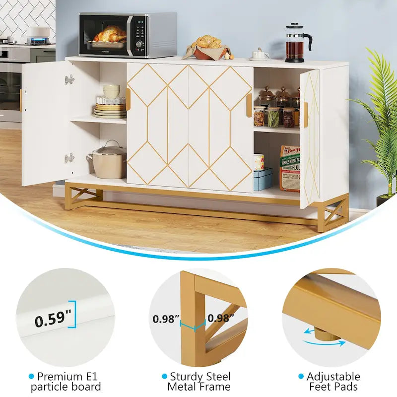 Credenza moderna a 4 ante con ripiano regolabile