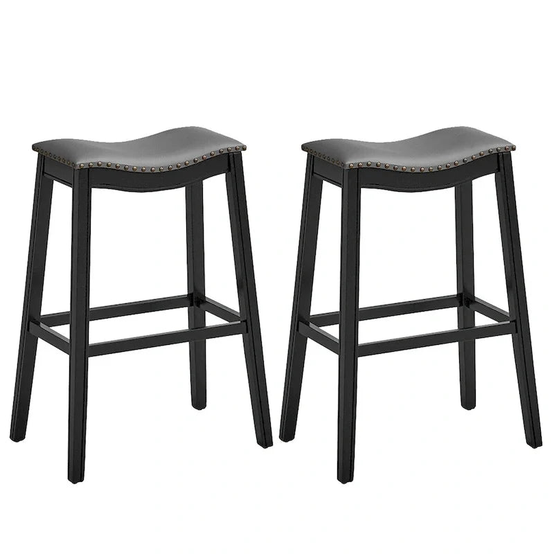 Saddle Bar Stools Bar Height Kitchen Chairs w/ Rubber