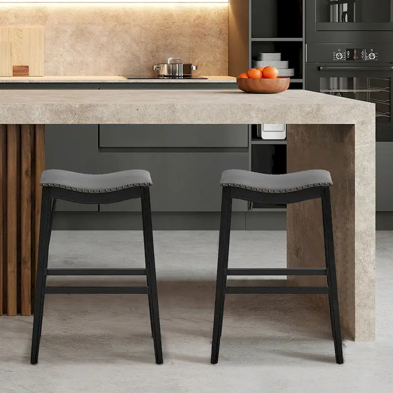 Saddle Bar Stools Bar Height Kitchen Chairs w/ Rubber
