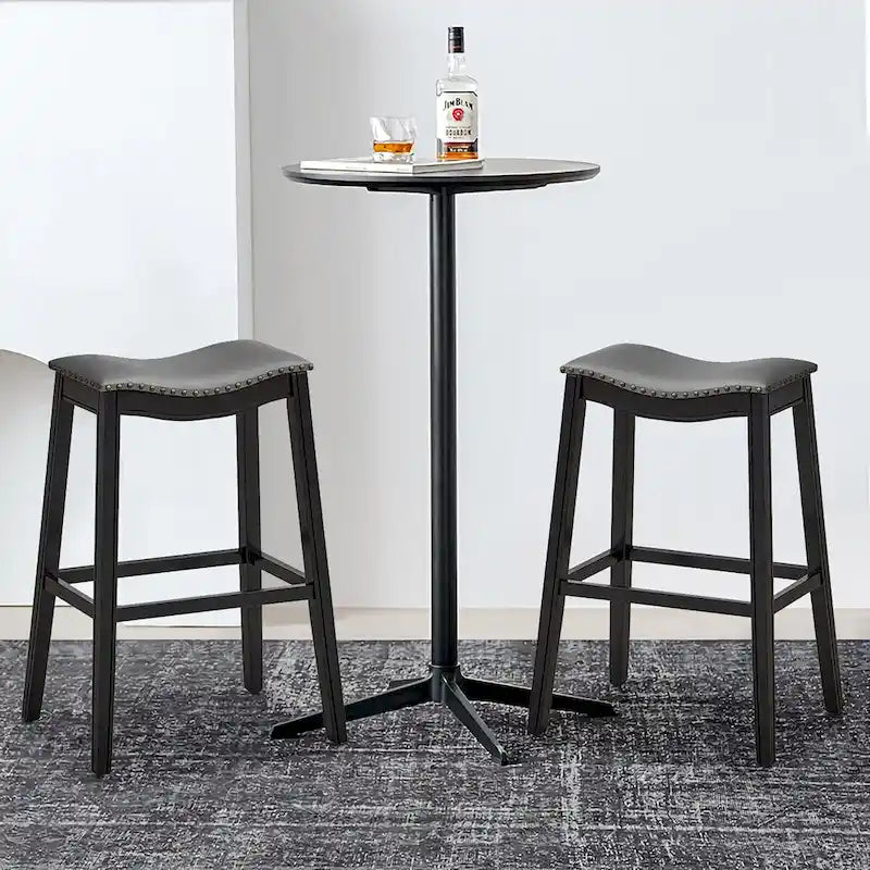 Saddle Bar Stools Bar Height Kitchen Chairs w/ Rubber