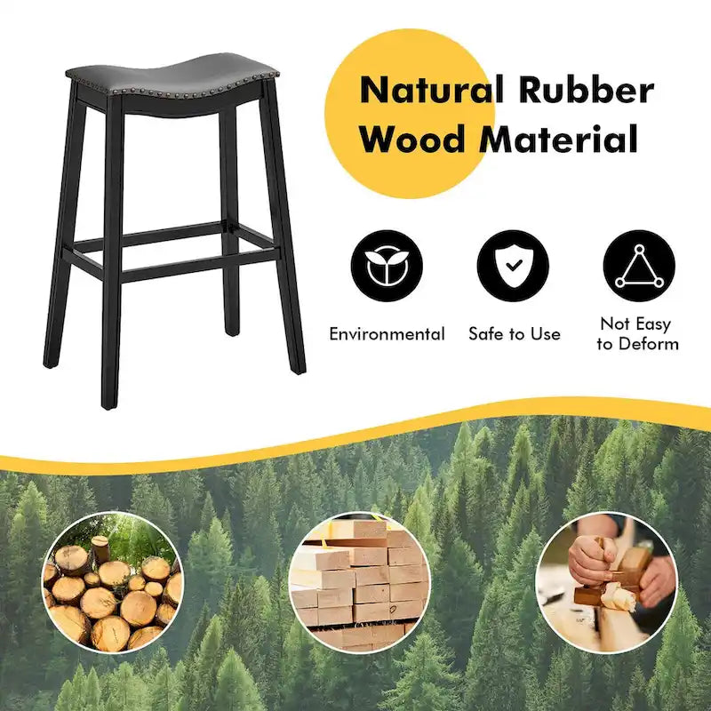 Saddle Bar Stools Bar Height Kitchen Chairs w/ Rubber