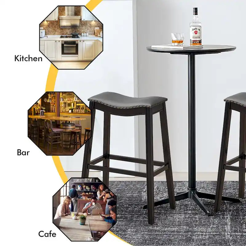 Saddle Bar Stools Bar Height Kitchen Chairs w/ Rubber