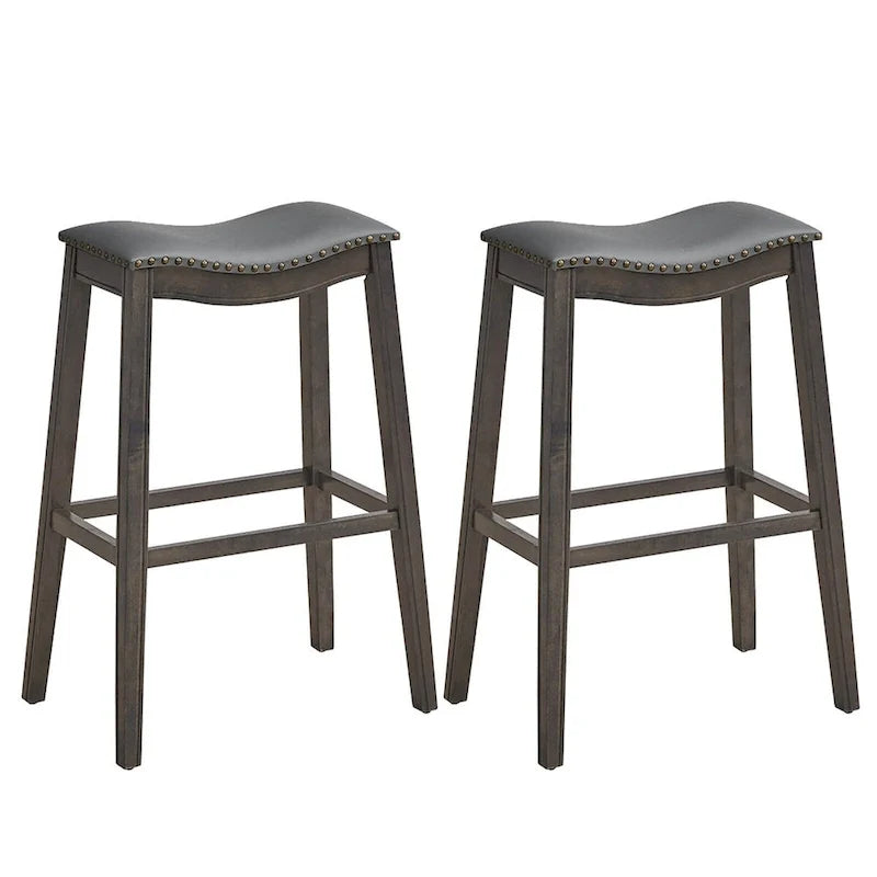 Saddle Bar Stools Bar Height Kitchen Chairs w/ Rubber