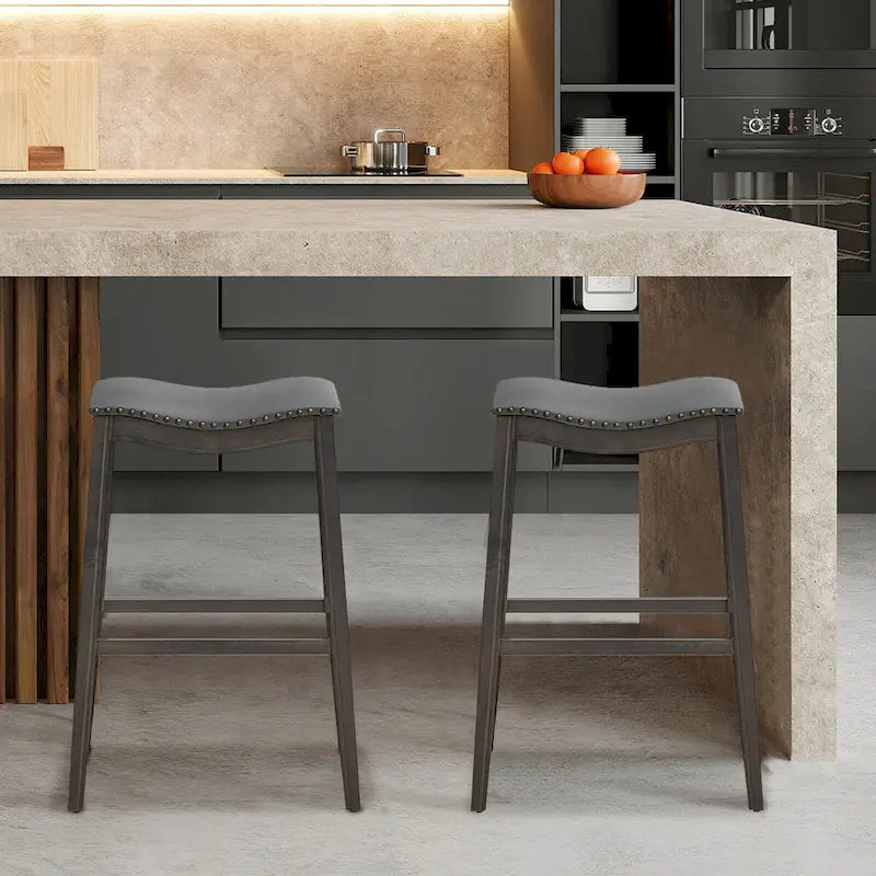 Saddle Bar Stools Bar Height Kitchen Chairs w/ Rubber
