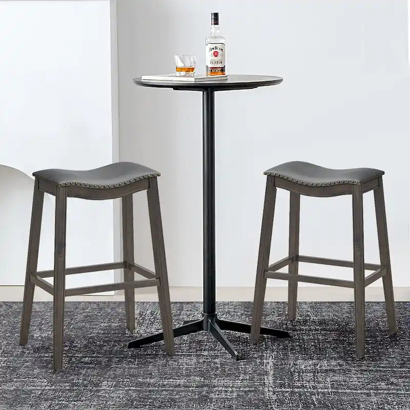 Saddle Bar Stools Bar Height Kitchen Chairs w/ Rubber