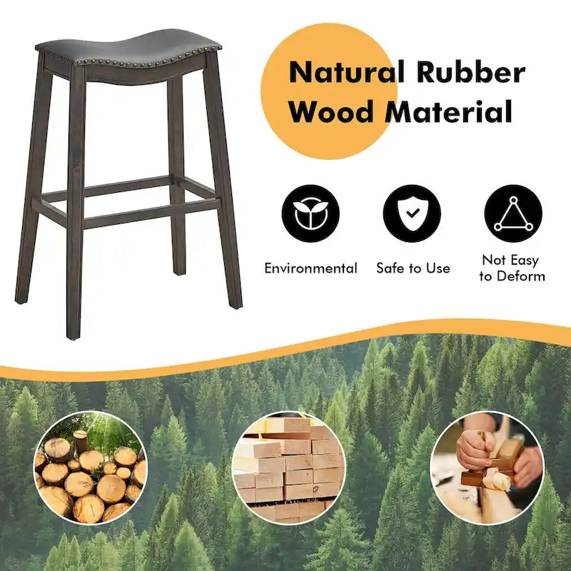 Saddle Bar Stools Bar Height Kitchen Chairs w/ Rubber