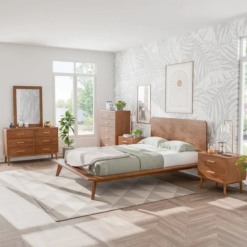 Midcentury Low Profile Wood Platform Bed