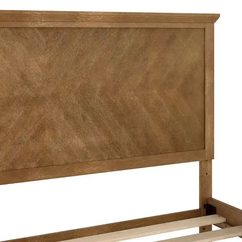 Struttura letto a piattaforma in legno massello con testiera e pediera