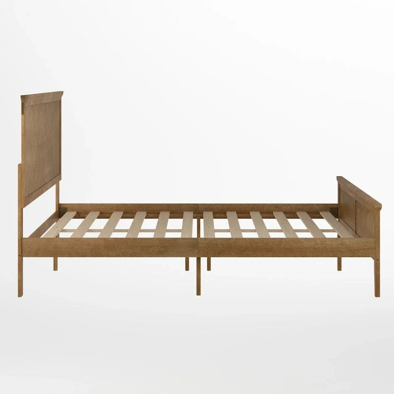 Solid Wood Platform Bed Frame with Headboard and Footboard
